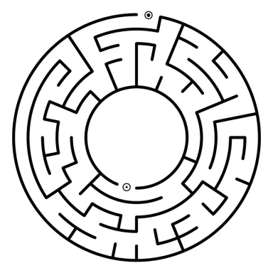 A circular maze of rings and spokes