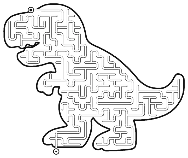 A T-rex shaped pipe maze