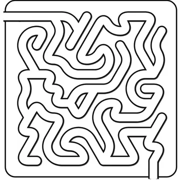 A square pipe maze with sharp angular corridors