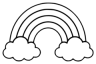 The same rainbow marker in black and white line art