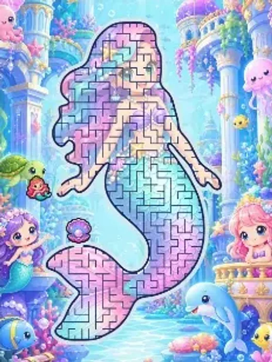 Mermaid's Tale: a mermaid maze in a pink reef