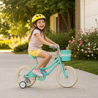 The original snapshot of the girl on her bike