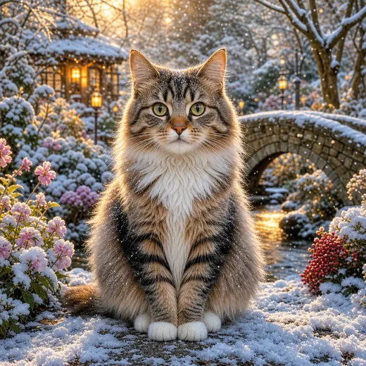 A cat photographed in deep winter snow