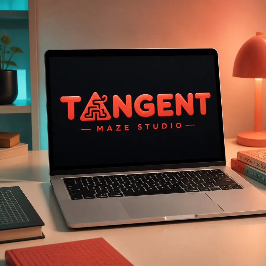 Creative software studio screen showing colorful algorithmic maze designs